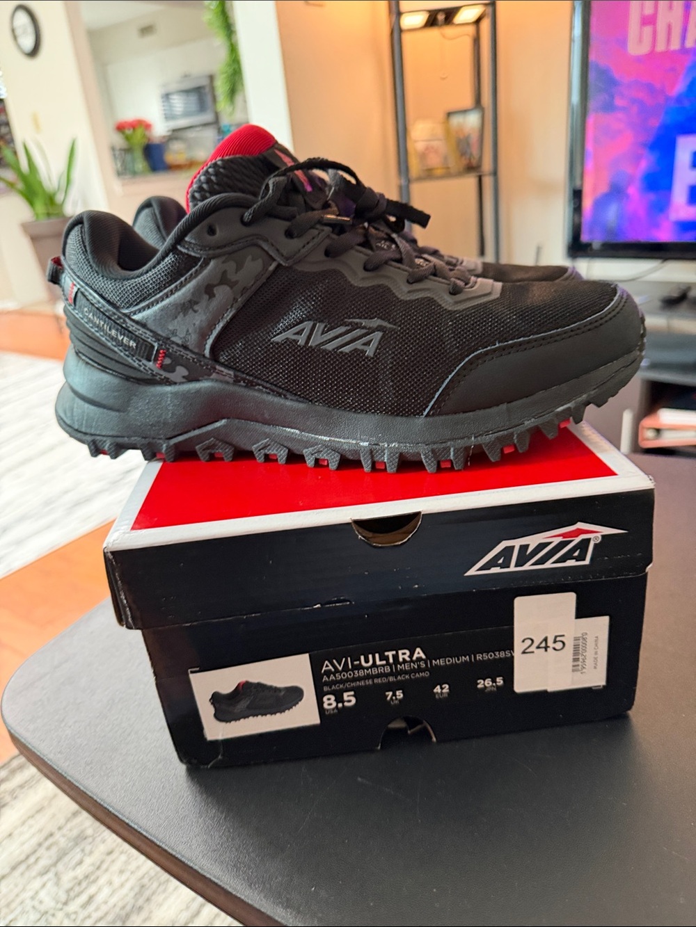 Avia Men's Trail Running Shoe - Black with Red